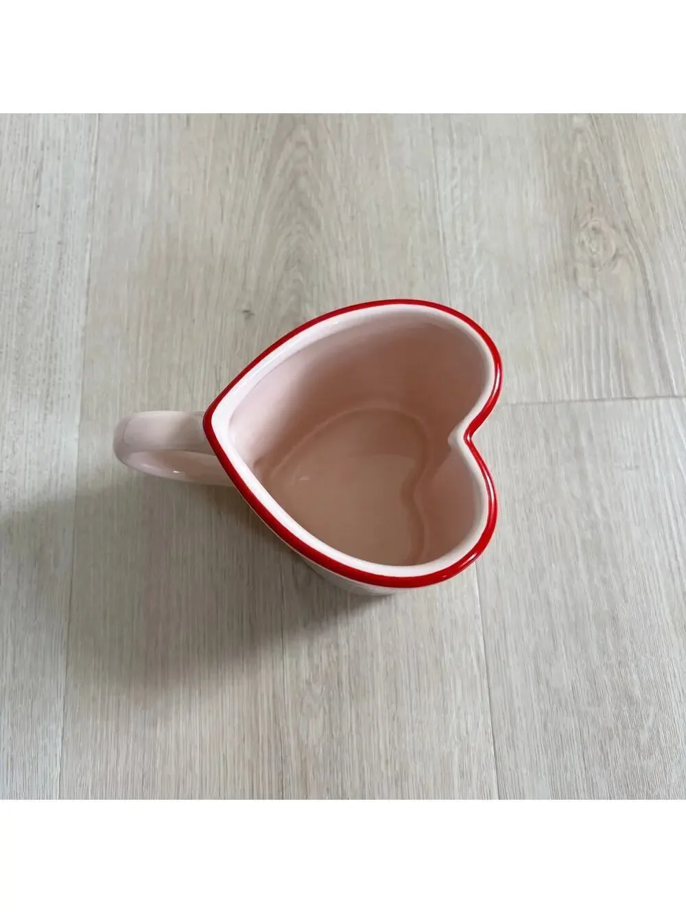 Threshold NWOT Pink w/Red Trim Heart Shaped Stoneware Mug